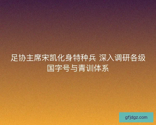 足协主席宋凯化身特种兵 深入调研各级国字号与青训体系